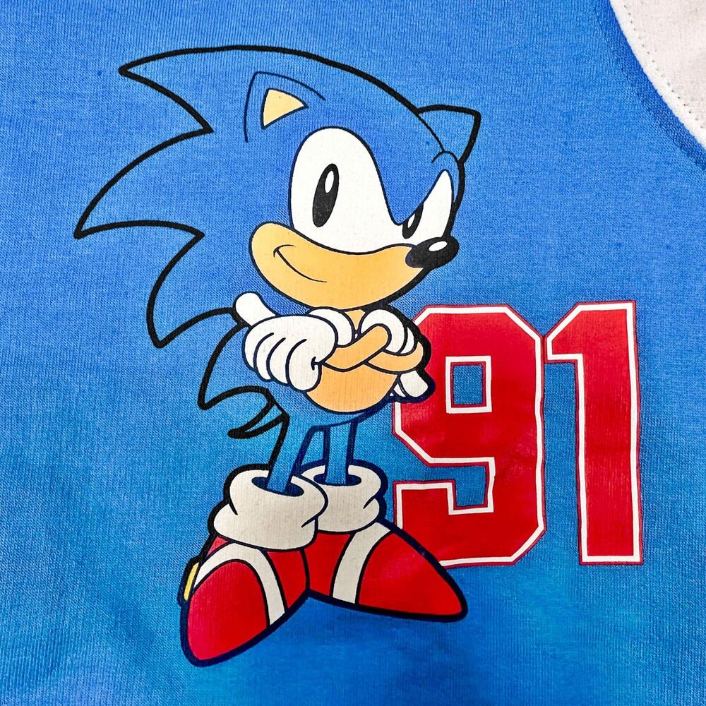 Chaqueta infantil azul de Sonic the Hedgehog con mangas blancas y detalles rojos - 3
