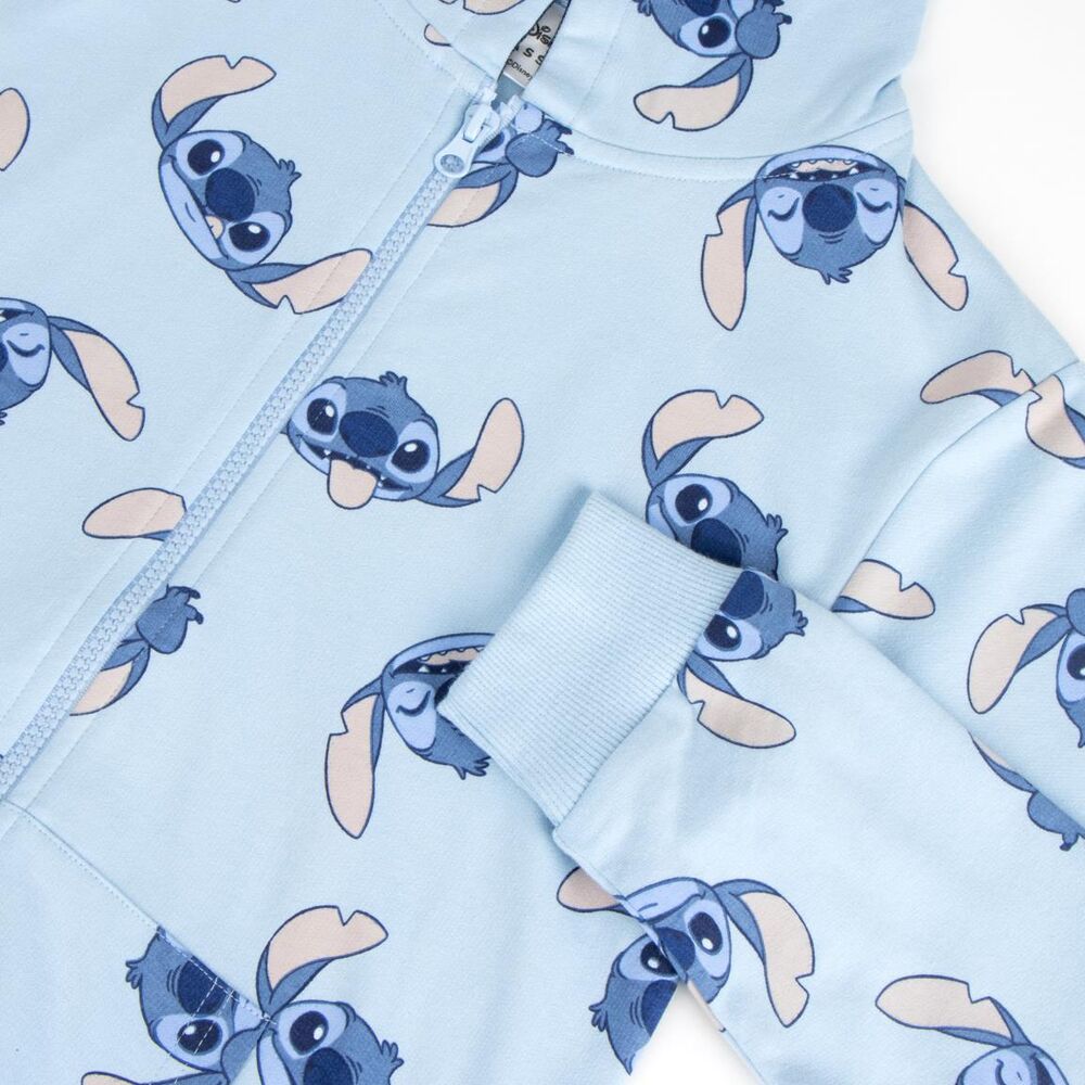 Sudadera infantil azul claro de Stitch Disney con capucha y cremallera - 3