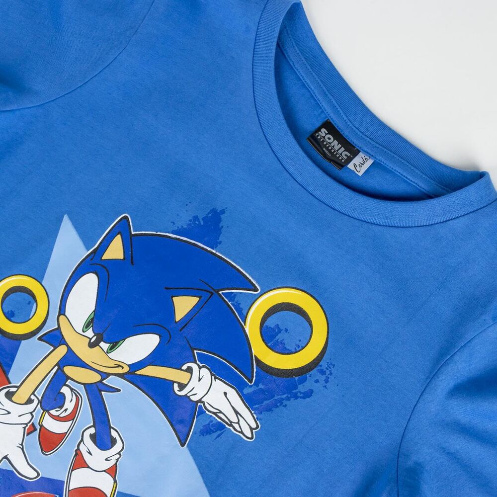 Pijama Sonic the Hedgehog azul con camiseta de manga larga y pantalón estampado - 3