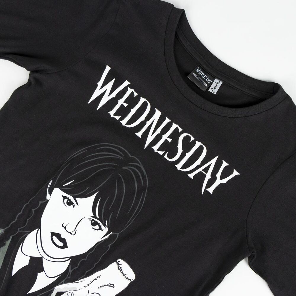Pijama de manga larga Wednesday negro y gris con Miércoles y Thing - 3