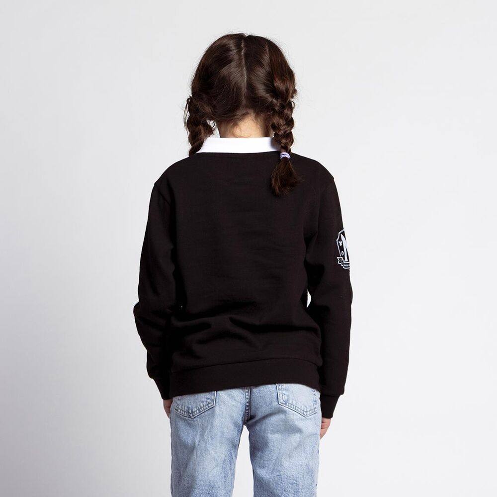 Sudadera negra Wednesday con cuello blanco y estampado frontal - 5
