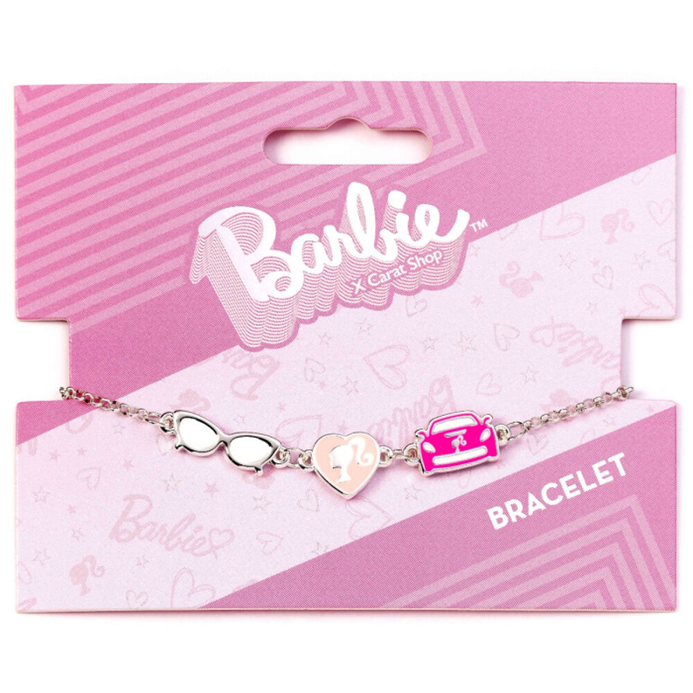 Pulsera de charms Barbie con gafas, corazón y coche rosa