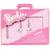 Pendientes colgantes Silhouette Barbie de plata 925 con detalle rosa