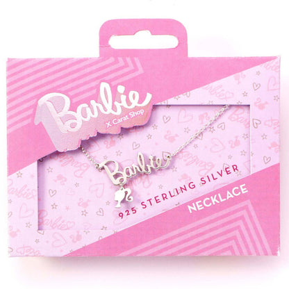 Colgante Barbie en plata 925 con logo y silueta