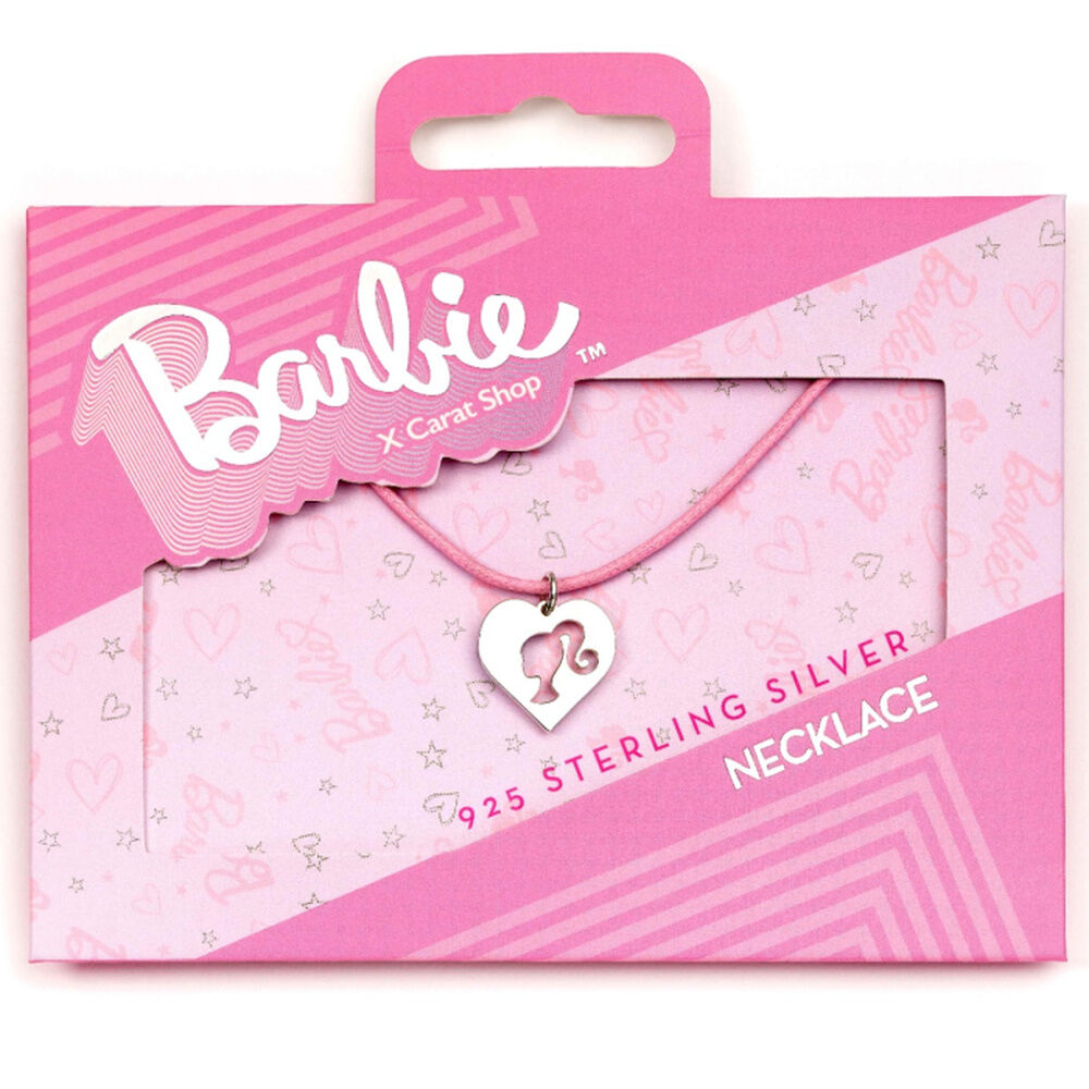 Colgante Silhouette Barbie de plata 925 con cordón rosa