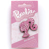 Pin Barbie Sparkly Silhouette rosa en tarjeta