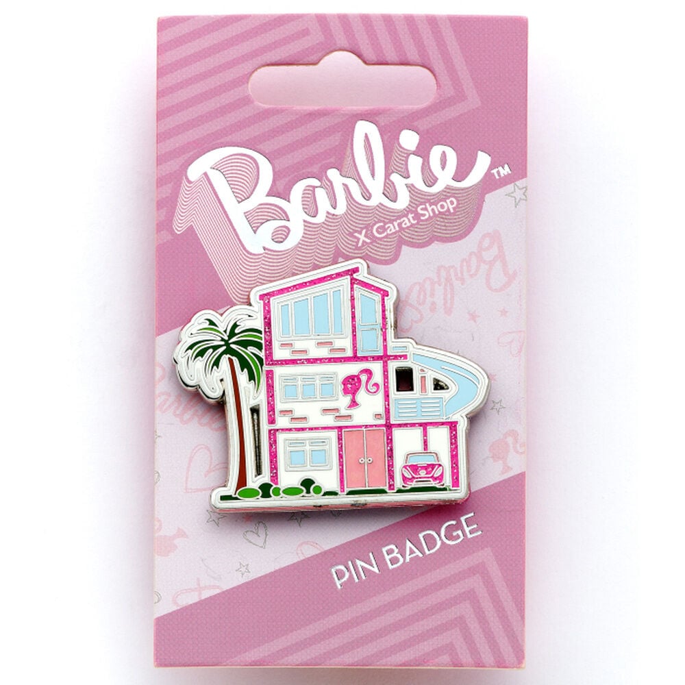 Pin Dreamhouse Barbie con casa rosa, palmera y coche