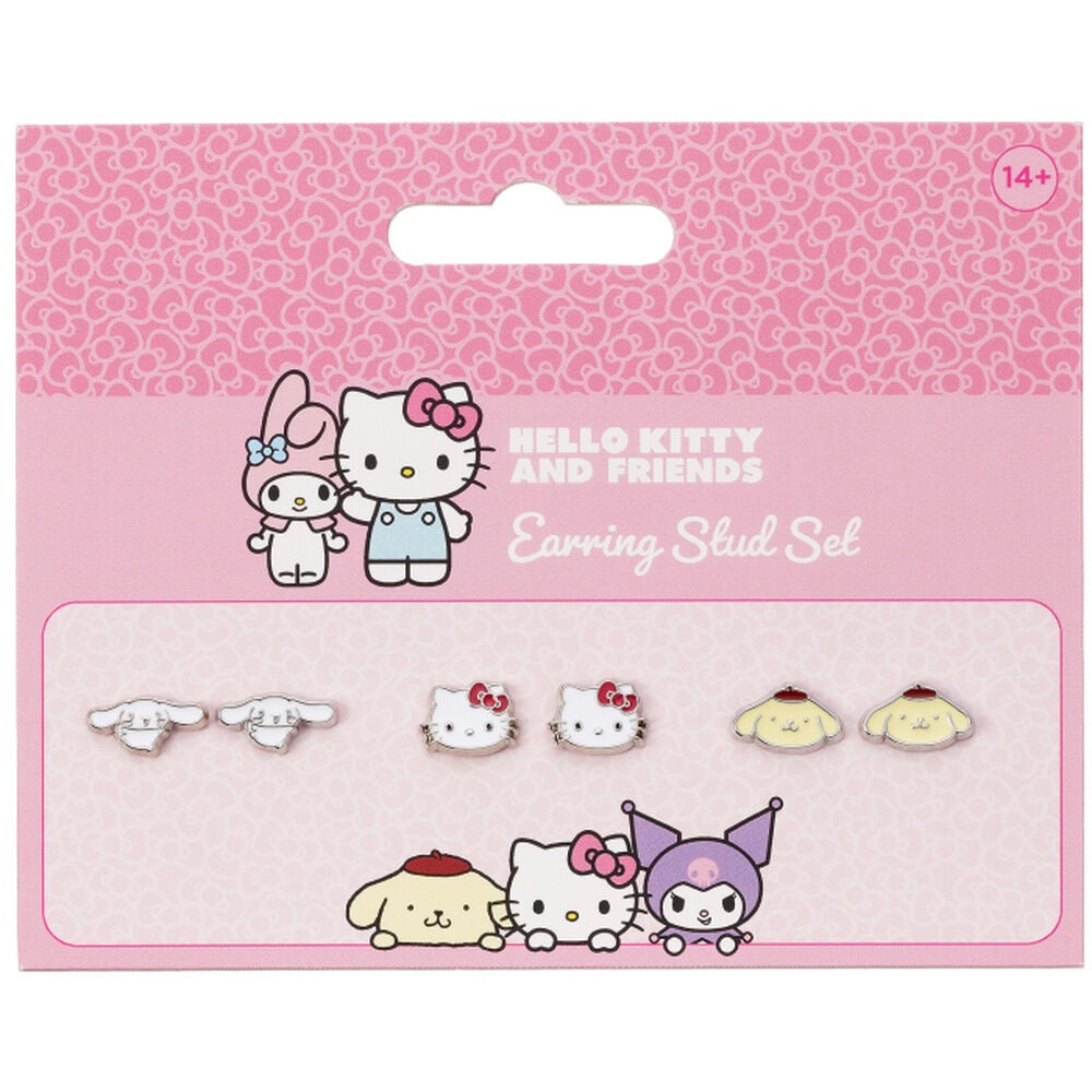 Set de tres pares de pendientes Hello Kitty, Cinnamoroll y Pompompurin