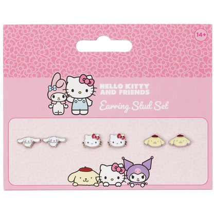 Set de tres pares de pendientes Hello Kitty, Cinnamoroll y Pompompurin