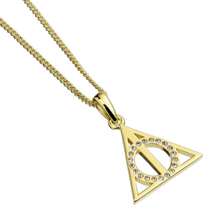 Colgante dorado Deathly Hallows de Harry Potter con cadena