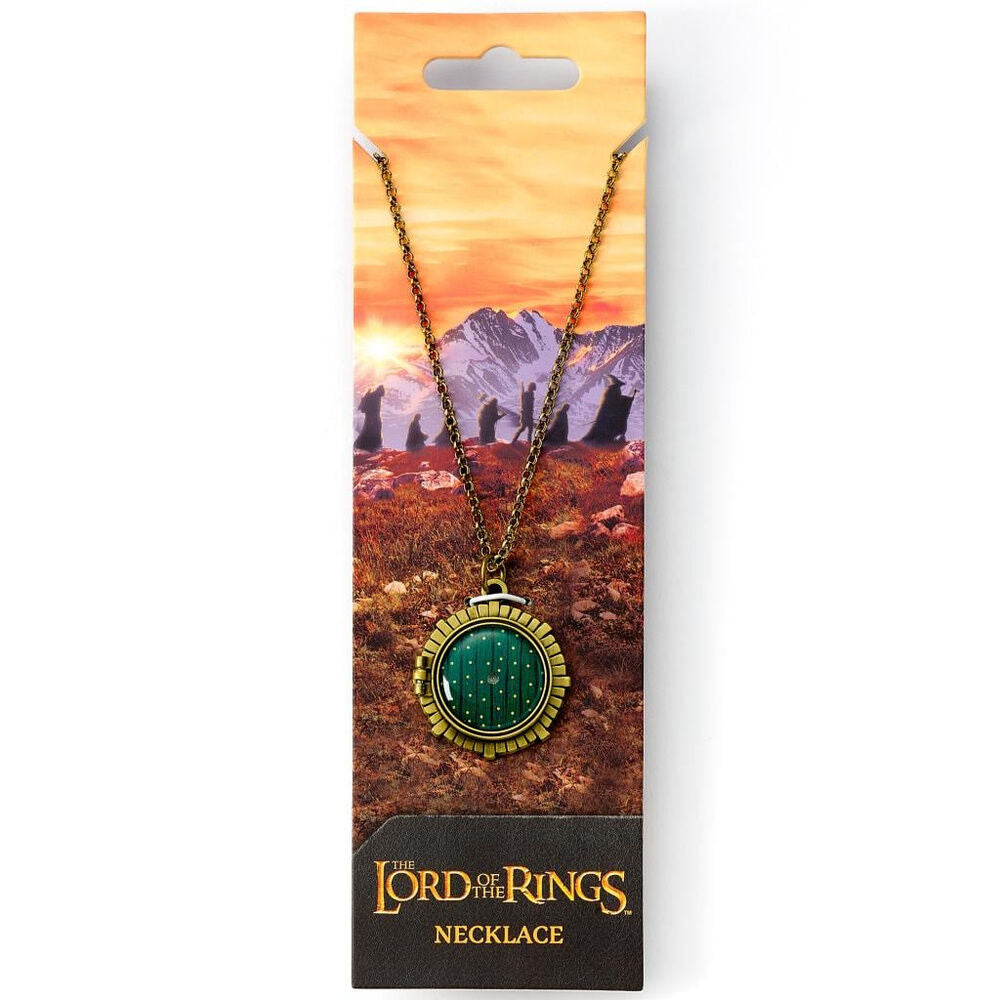 Colgante Puerta Hobbit de El Señor de los Anillos con diseño verde y dorado