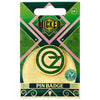 Pin circular verde y dorado con logo de Oz de Wicked