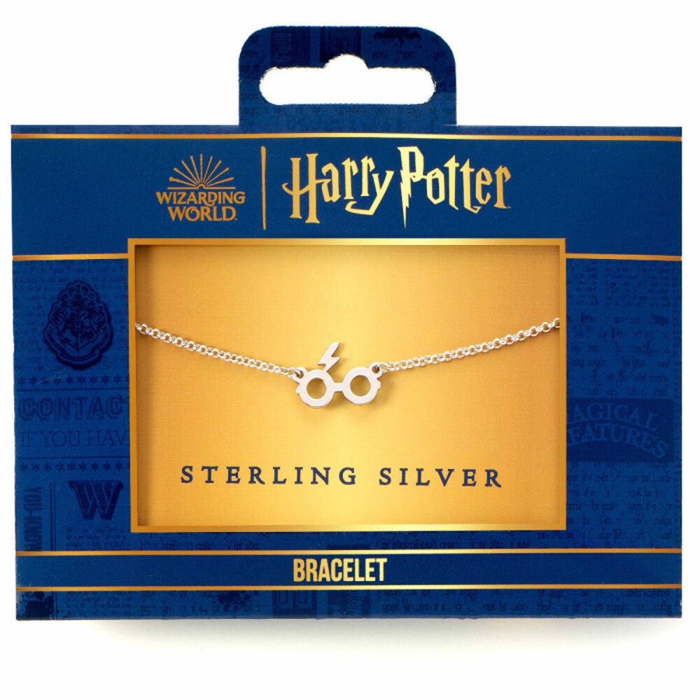 Pulsera Harry Potter de plata con gafas y relámpago