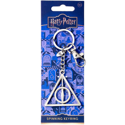 Llavero giratorio plateado de las Reliquias de la Muerte de Harry Potter