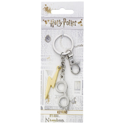Llavero Harry Potter con rayo dorado y gafas plateadas