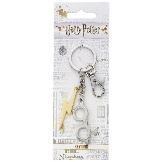 Llavero Harry Potter con rayo dorado y gafas plateadas