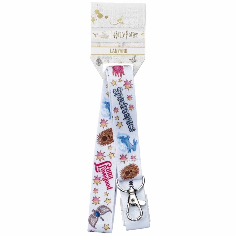 Lanyard blanco de Luna Lovegood Harry Potter con estrellas y mosquetón