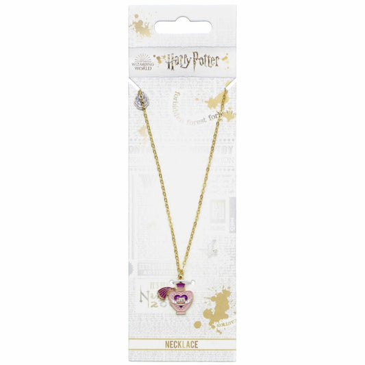 Colgante Love Potion de Harry Potter con corazón rosa y cadena dorada