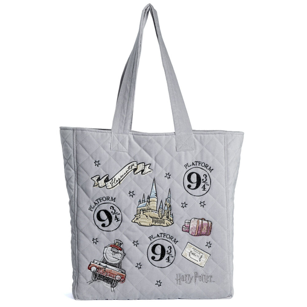 Bolso tote gris acolchado de Harry Potter Platform 9 3/4