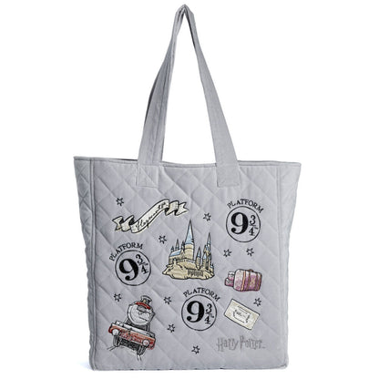 Bolso tote gris acolchado de Harry Potter Platform 9 3/4