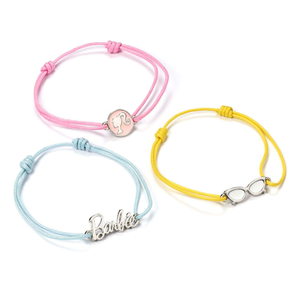 Set de tres pulseras de amistad Barbie en turquesa, rosa y amarillo - 2