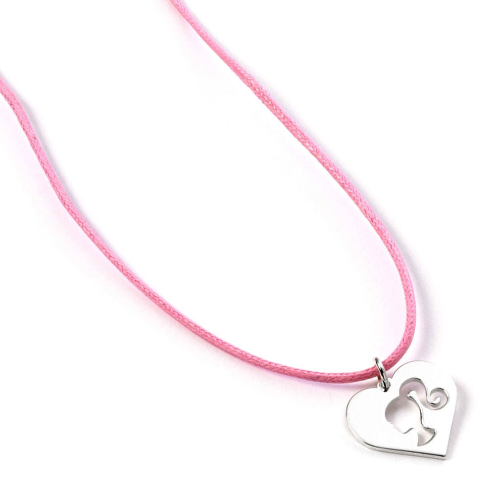 Colgante Silhouette Barbie de plata 925 con cordón rosa - 2