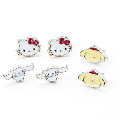 Set de tres pares de pendientes Hello Kitty, Cinnamoroll y Pompompurin - 2