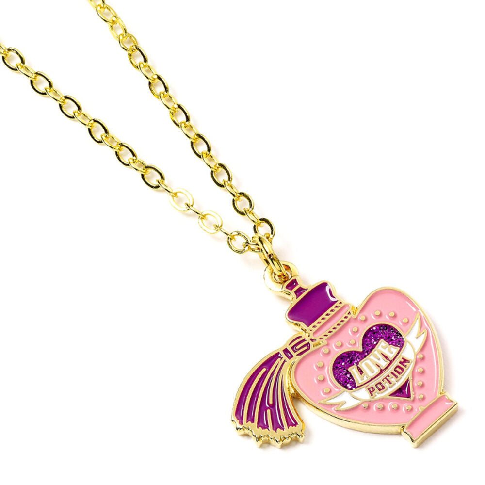 Colgante Love Potion de Harry Potter con corazón rosa y cadena dorada - 2