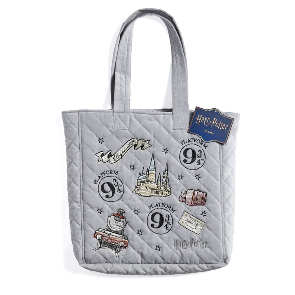 Bolso tote gris acolchado de Harry Potter Platform 9 3/4 - 2