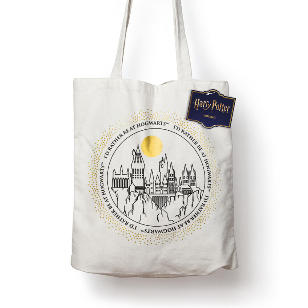Bolsa tote de algodón con ilustración del castillo de Hogwarts - 2
