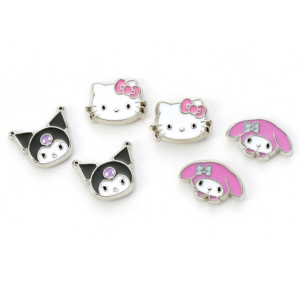 Set de pendientes de botón de Hello Kitty, Kuromi y My Melody - 3