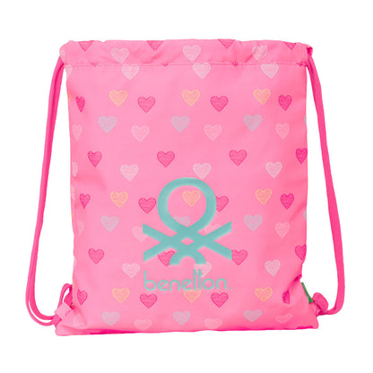 Saco Heart Benetton rosa con estampado de corazones