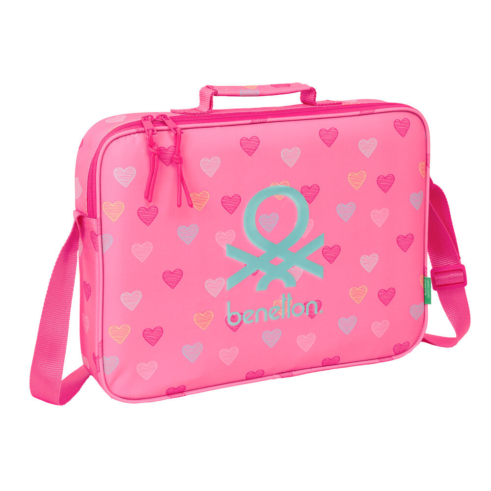 Cartera extraescolares Heart Benetton rosa con corazones