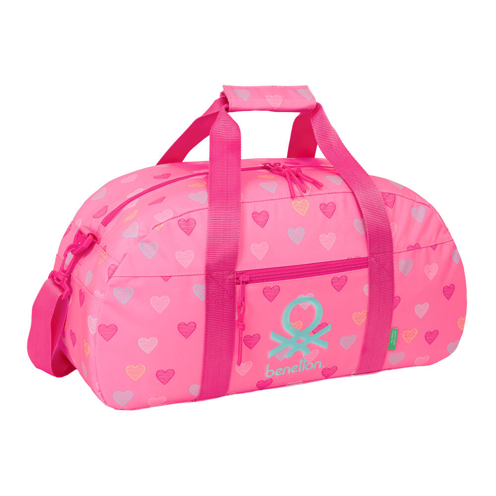 Bolsa de deporte rosa Heart Benetton con estampado de corazones