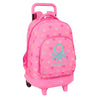 Trolley mochila escolar rosa Benetton con estampado de corazones