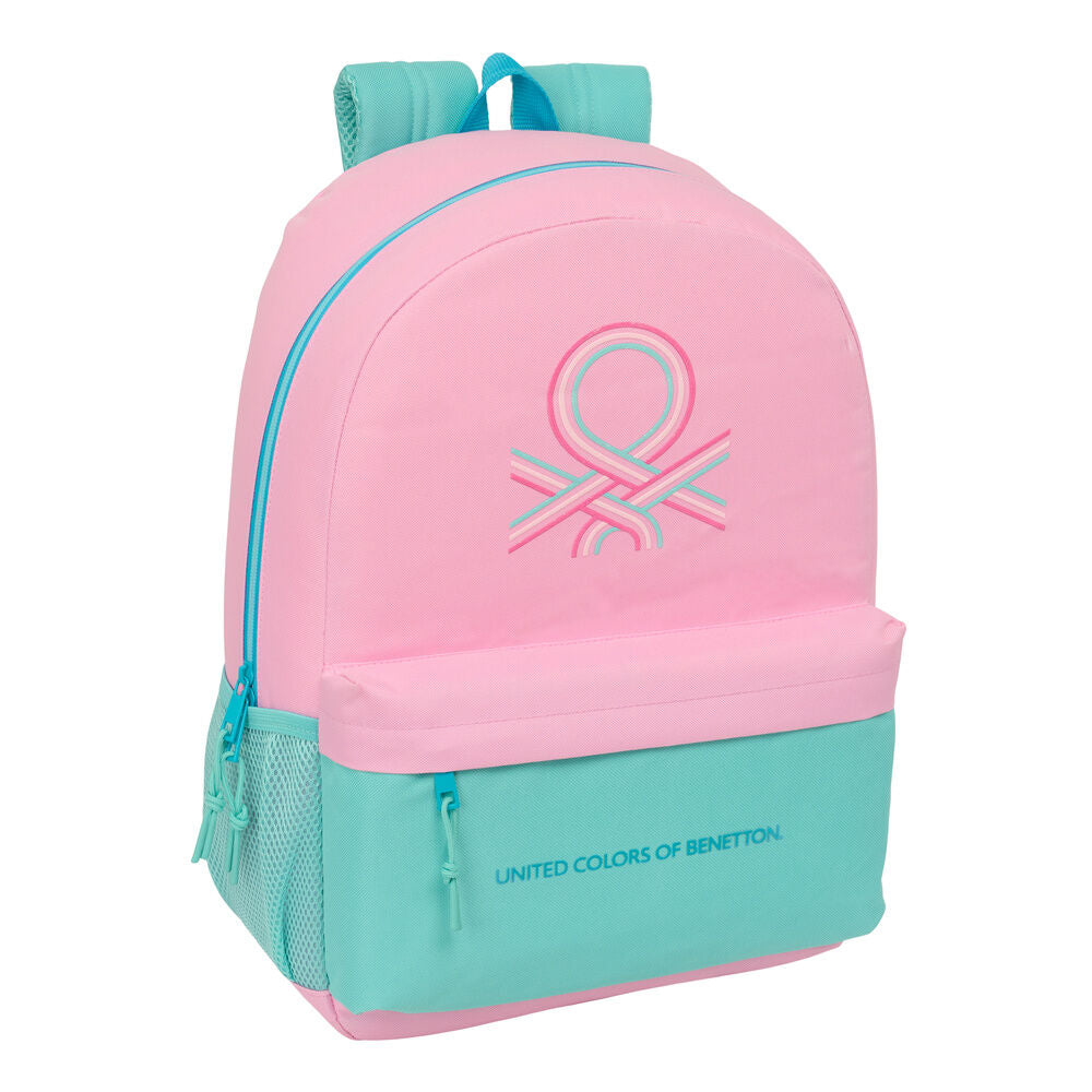 Mochila Dolce Benetton rosa y turquesa de 46 cm