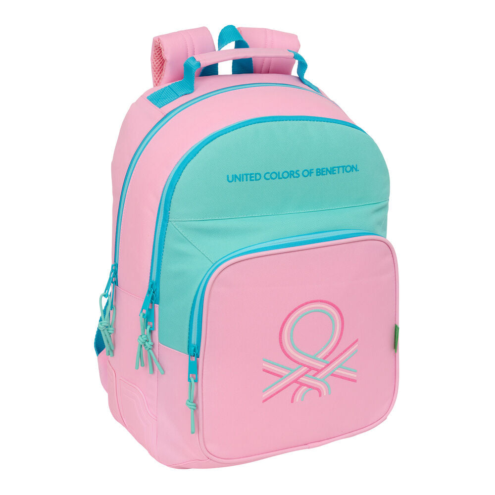 Mochila Dolce Benetton rosa y turquesa de 42 cm