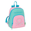 Mochila Dolce United Colors of Benetton rosa y turquesa de 30 cm