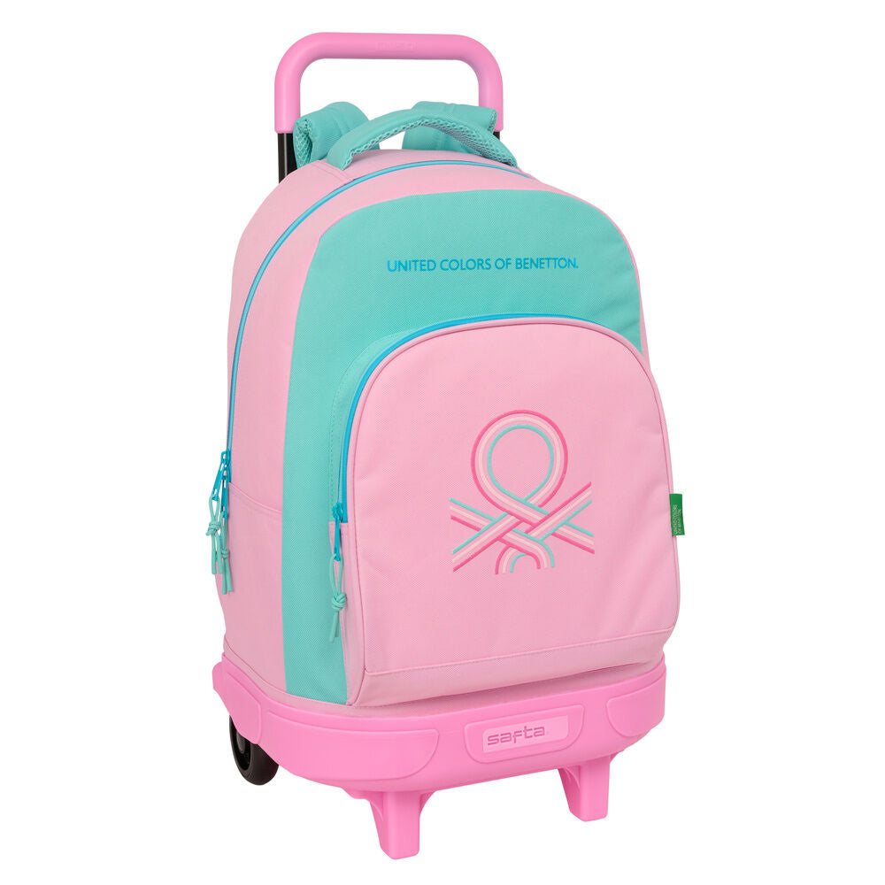 Trolley escolar Dolce de Benetton rosa y turquesa con mochila extraíble