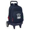 Trolley mochila Benetton azul marino con carro y ruedas