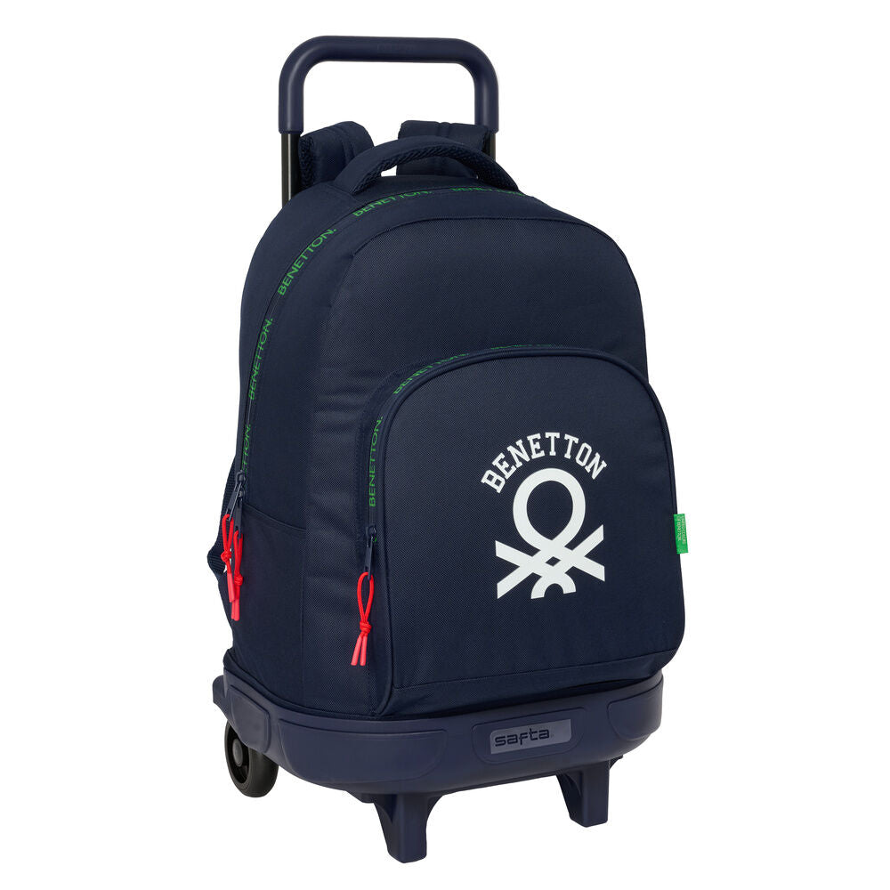 Trolley mochila Benetton azul marino de 45 cm con ruedas