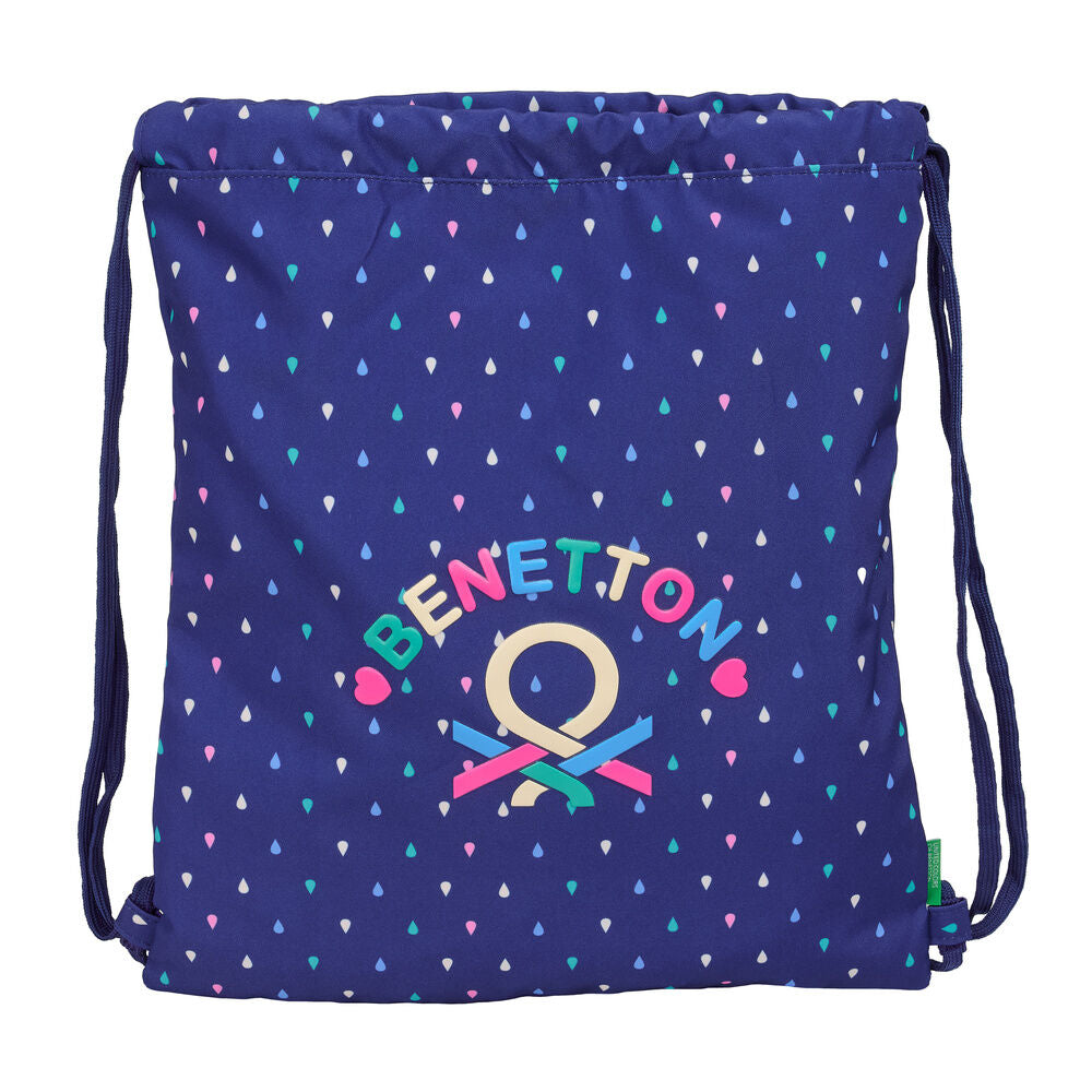 Saco Drop Benetton azul marino con estampado de gotas multicolores