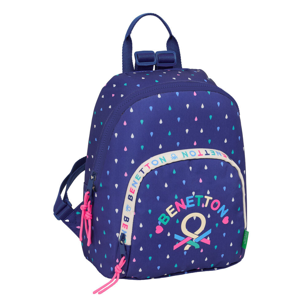 Mochila Drop Benetton azul marino con estampado multicolor