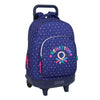 Trolley mochila Benetton azul marino con estampado de gotas y ruedas