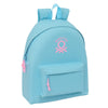 Mochila celeste Benetton de 42 cm con bolsillo frontal