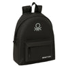Mochila negra Benetton de 42 cm con bolsillo frontal