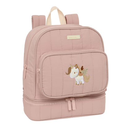 Mochila portameriendas rosa SAFTA con unicornio bordado