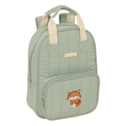 Mochila verde SAFTA Zorrito de 28 cm con bolsillo frontal