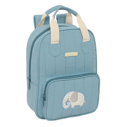 Mochila escolar SAFTA azul claro con diseño de elefante