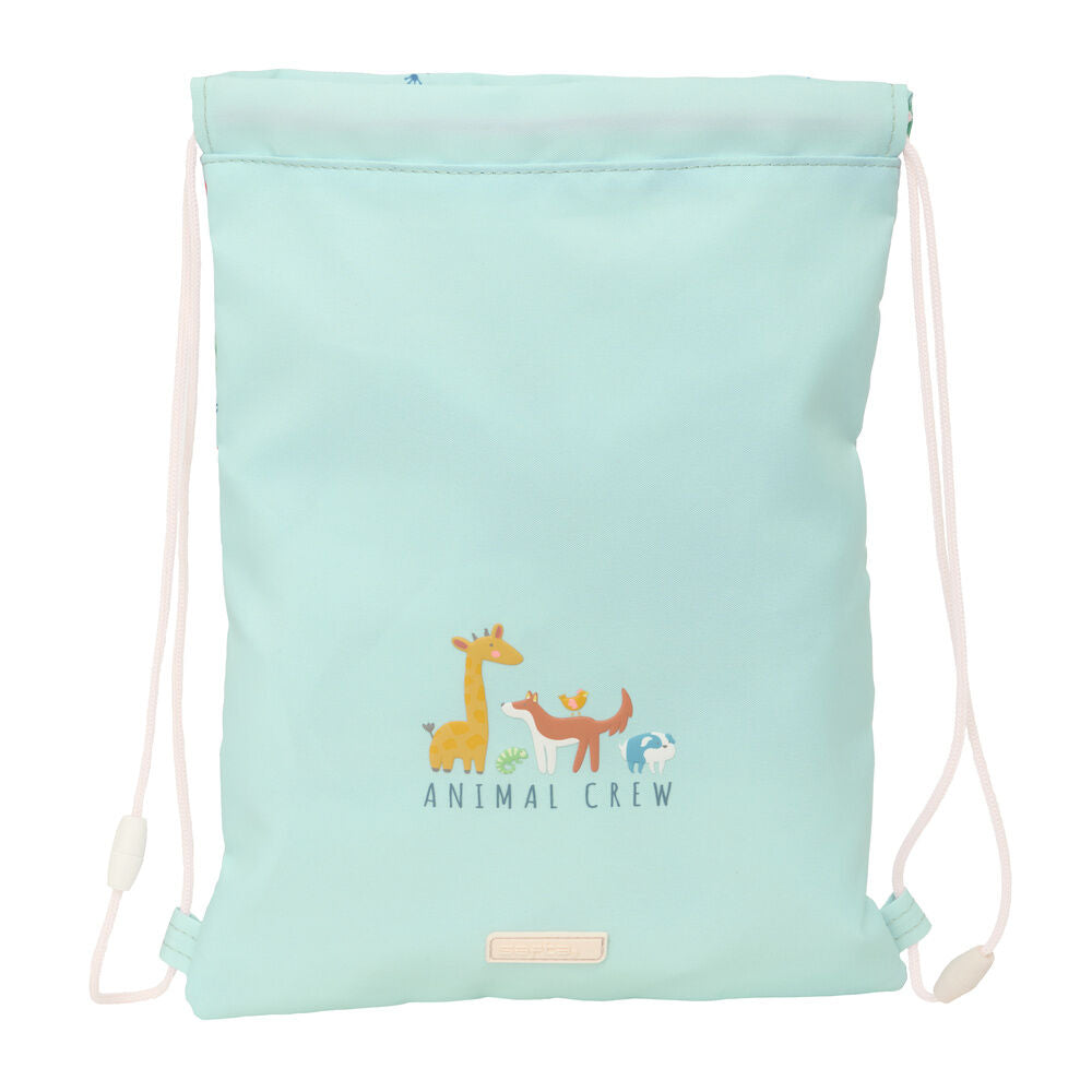 Saco Pandi SAFTA verde agua con animales Animal Crew